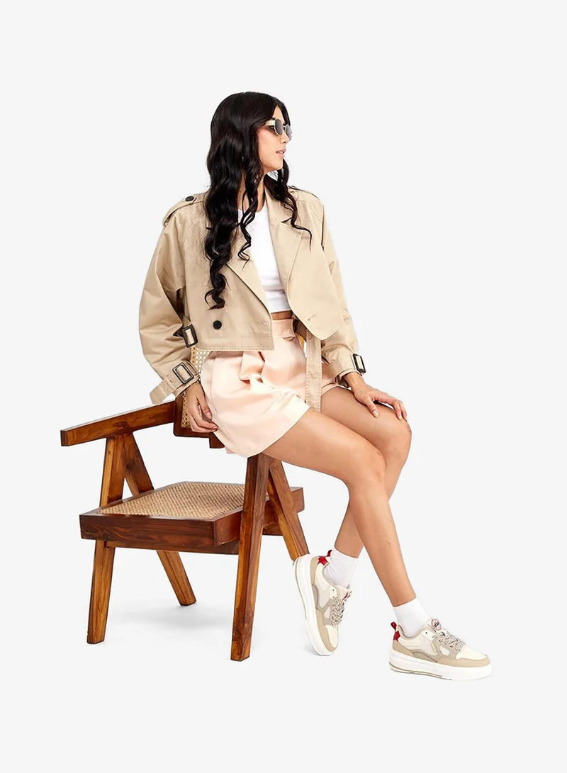 CAMPUS Off.Wht/Camel Women’s Cute Low Top Sneakers – Stylish Color-Block Design Shoes with Patterned Lace Detailing for Women | Best Price UAE