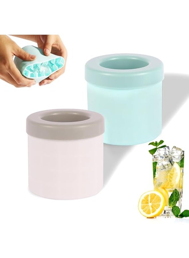 فالمر صواني مكعبات ثلج اسطوانية من السيليكون، اوضاع مكعبات ثلج صغيرة، كوب صانع ثلج صغير للثلاجة والفريزر - كوب ضغط وفك (ازرق ورمادي) - Image 1