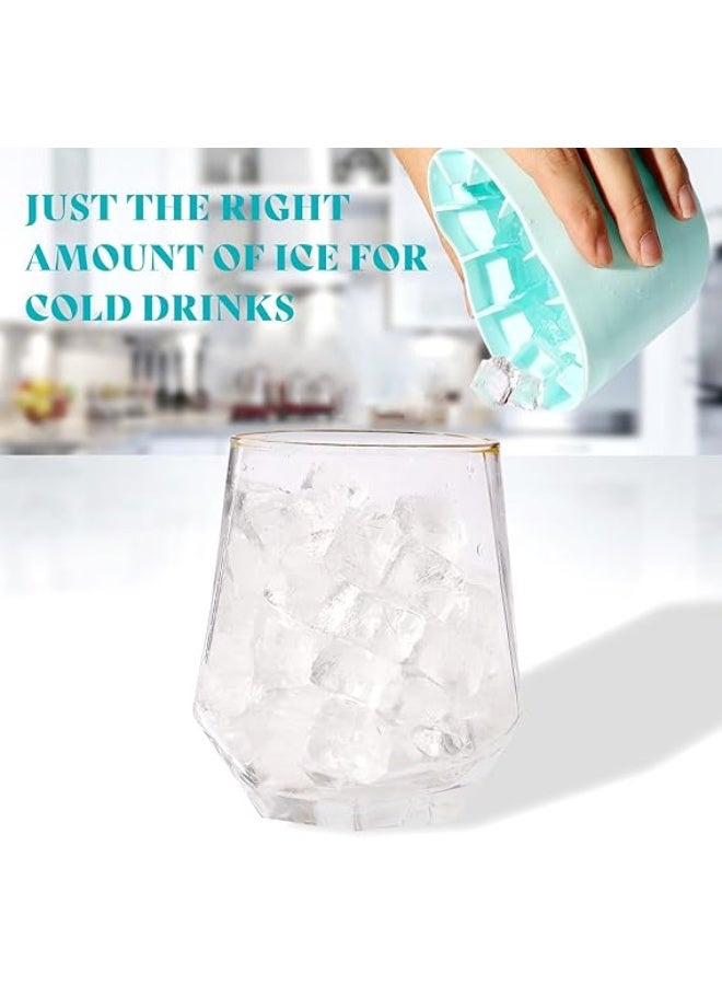 فالمر صواني مكعبات ثلج اسطوانية من السيليكون، اوضاع مكعبات ثلج صغيرة، كوب صانع ثلج صغير للثلاجة والفريزر - كوب ضغط وفك (ازرق ورمادي) - Image 4