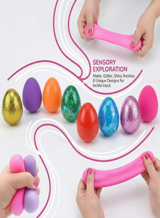 Howzcci 8 Pack Easter Eggs Stress Balls Squishy Toys Fidget Squeeze Toys for Kids Toddlers Easter Egg Hunt Fillers Easter Basket Stuffers Party Favors Gifts - Image 3
