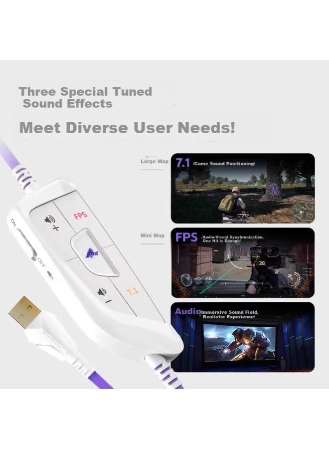 Somic G936 Ultra Gaming Headset Over-ear Wired 7.1 Surround Sound With Mic Usb For Pc Chicken Dinner Fps Headphones Moonlight White - Image 3