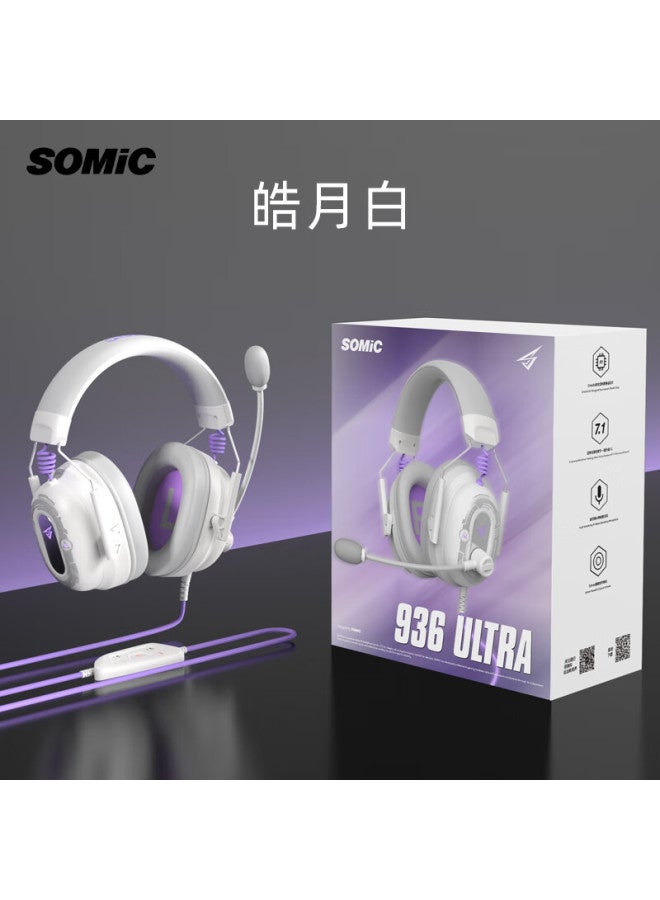 Somic G936 Ultra Gaming Headset Over-ear Wired 7.1 Surround Sound With Mic Usb For Pc Chicken Dinner Fps Headphones Moonlight White - Image 5