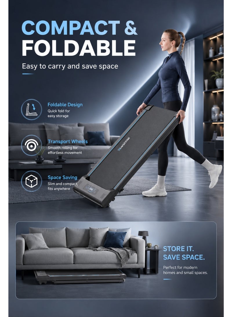 RUIYADA Under Desk Treadmill, Walking Pad 3 in 1 Folding Treadmill, Walking Jogging Treadmills for Home Office, 2.5HP Low-Noise LED Display, Preset and Adjustable Programs - Image 2