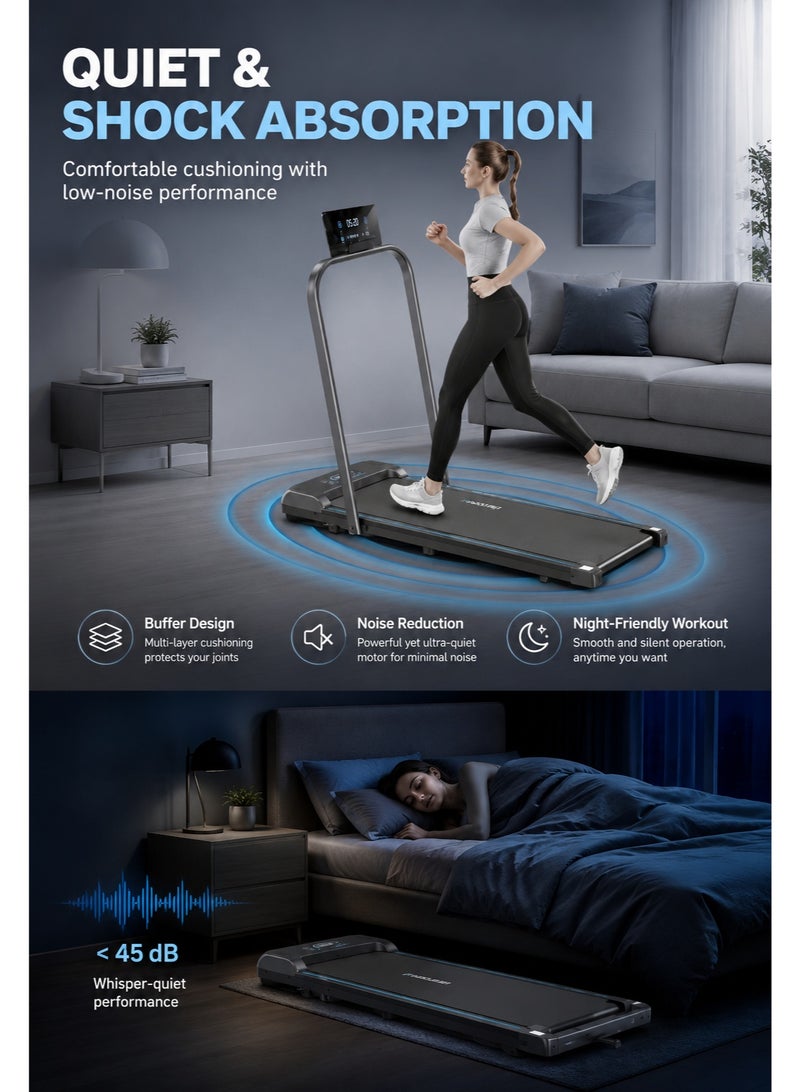 RUIYADA Under Desk Treadmill, Walking Pad 3 in 1 Folding Treadmill, Walking Jogging Treadmills for Home Office, 2.5HP Low-Noise LED Display, Preset and Adjustable Programs - Image 4