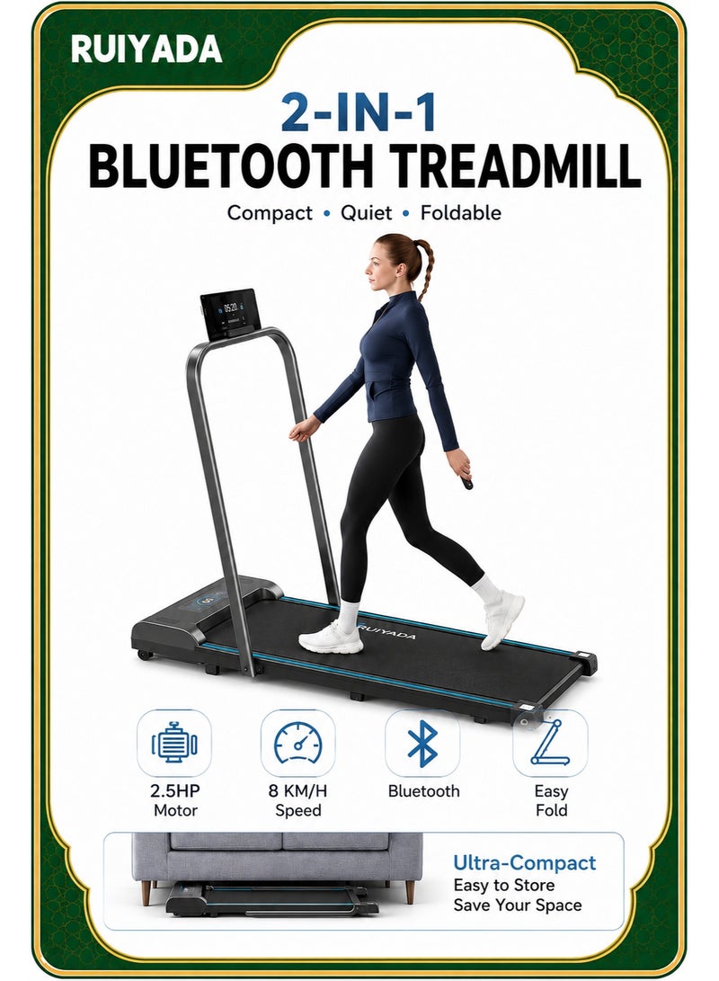 RUIYADA Under Desk Treadmill, Walking Pad 3 in 1 Folding Treadmill, Walking Jogging Treadmills for Home Office, 2.5HP Low-Noise LED Display, Preset and Adjustable Programs - Image 1