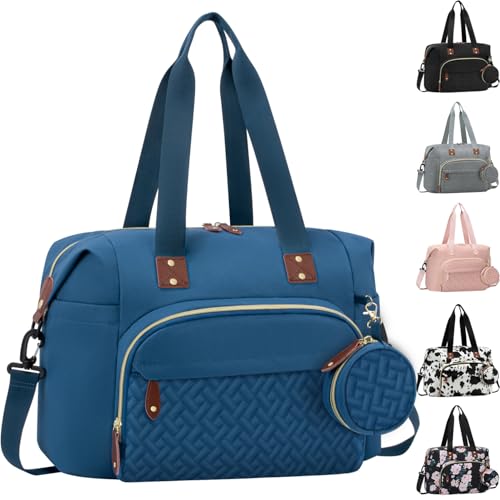 Tenot Diaper Bag Tote with Pacifier Case Baby Bag for Women with Shoulder Straps Travel Diaper Tote for for Mom and Dad Blue - Image 1