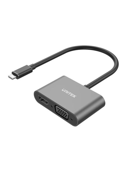 UNITEK USB-C to HDMI and VGA Adapter – 4K UHD HDMI Output and 1080P VGA, Compatible with MacBook, Chromebook, Dell, and More