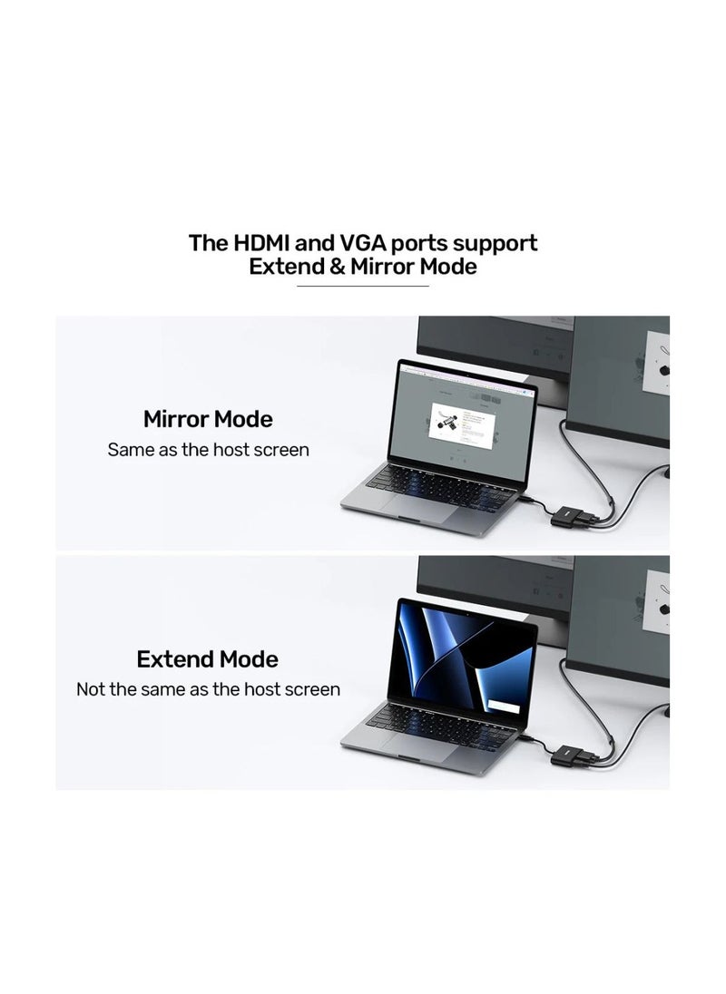 UNITEK - UNITEK USB-C to HDMI and VGA Adapter – 4K UHD HDMI Output and 1080P VGA, Compatible with MacBook, Chromebook, Dell, and More - Image 1