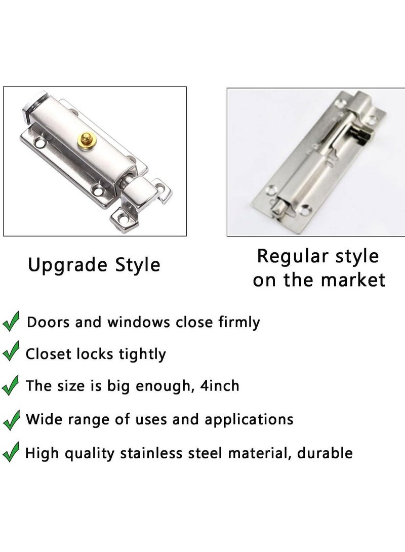 كابتن تيك 2 Pack Polished Chrome Door Bolt Bathroom Lock Portable Silver Black Bolts for Internal Doors - Image 2