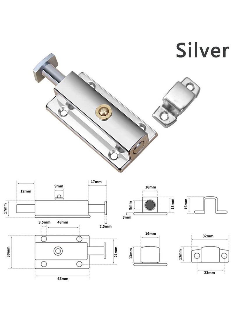 كابتن تيك 2 Pack Polished Chrome Door Bolt Bathroom Lock Portable Silver Black Bolts for Internal Doors - Image 5