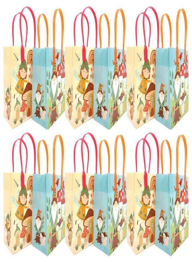 TINYMILLS Garden Gnomes Mushroom Woodland Fairies Party Favor Treat Bags Goodie Bags with Handles Pack of 12 - Image 2