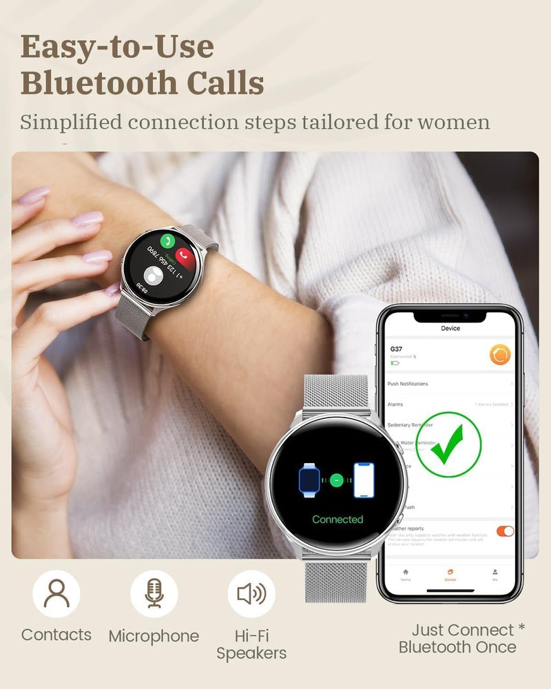 Smart Watches for Women(Answer/Make Calls), 1.39” HD Touchscreen, Durable Battery Life, Smart Watch with Heart Rate/Sleep Monitor, IP67 Waterproof Fitness Tracker for Android iOS - Image 4