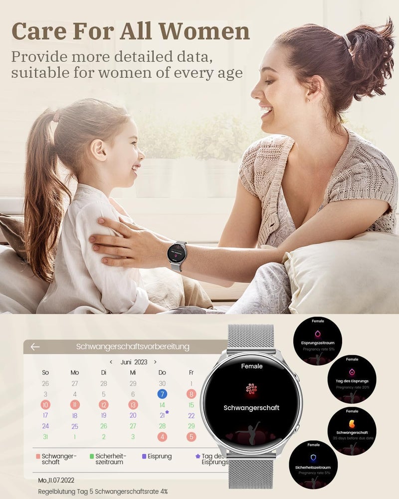 Smart Watches for Women(Answer/Make Calls), 1.39” HD Touchscreen, Durable Battery Life, Smart Watch with Heart Rate/Sleep Monitor, IP67 Waterproof Fitness Tracker for Android iOS - Image 3