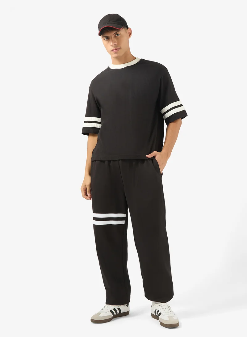 Seventy Five Basics Striped Design Elastic Hem Joggers