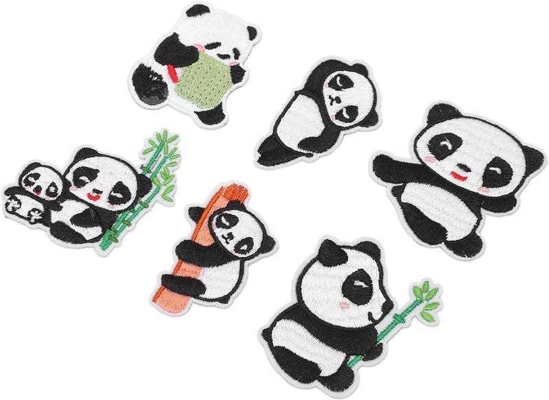 GLOGLOW Nan 6 Sets Panda Embroidery Patch, Cotton Iron On Patches for Cute Animal Style Clothes Accessories, Fun for Kids and Adults Other Sewing and Embroidery Supplies - Image 5