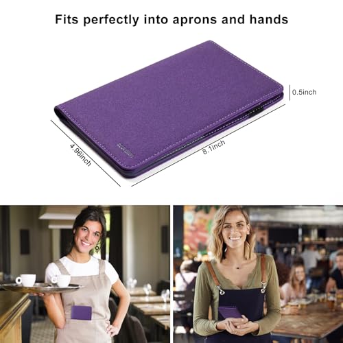 EcoVision Server Book for Waitress, Leather Waiter Organizer with Zipper Pocket, Restaurant Waitstaff Booklet, Guest Check Holder with Money Pocket, Fits Server Apron - Image 2