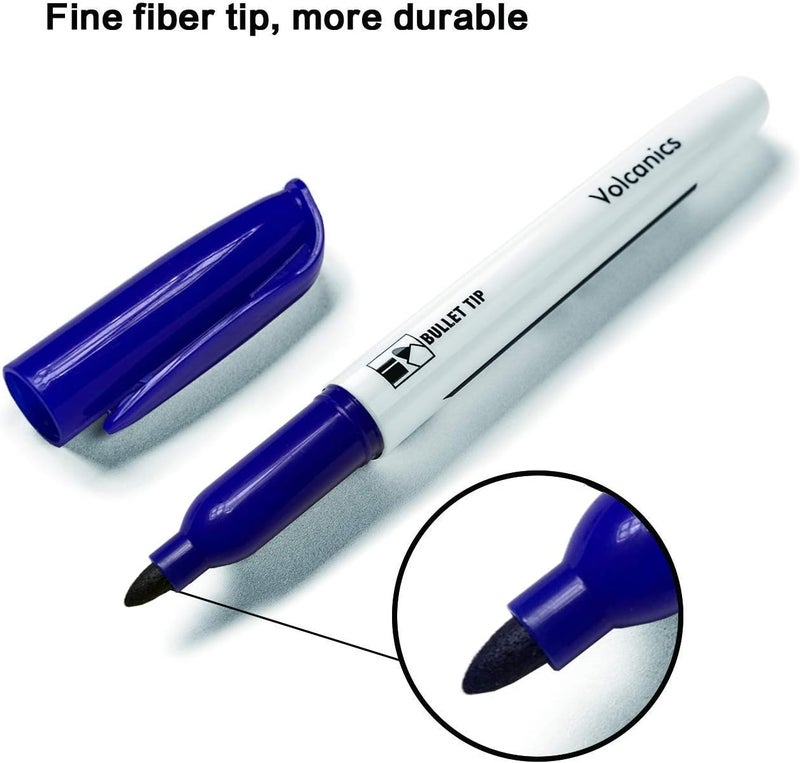 Volcanics Blue Dry Erase Markers Low Odor Fine Whiteboard Markers Thin Box of 12 - Image 2