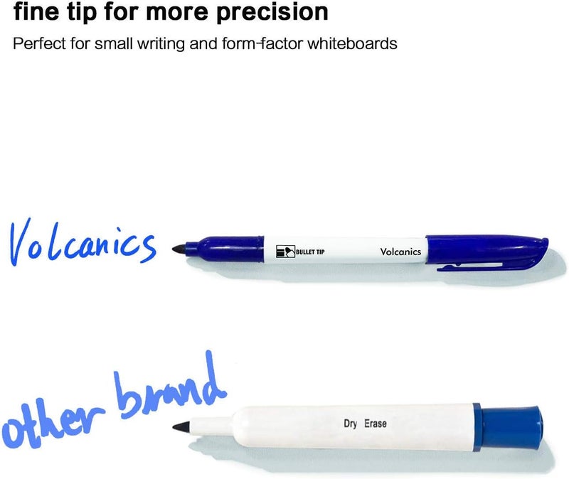 Volcanics Blue Dry Erase Markers Low Odor Fine Whiteboard Markers Thin Box of 12 - Image 3