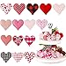 Oudain 15 Pcs Valentines Stuffed Fabric Hearts Valentines Day Tiered Tray Decor Valentines Hearts Decor Pink Red - Image 2