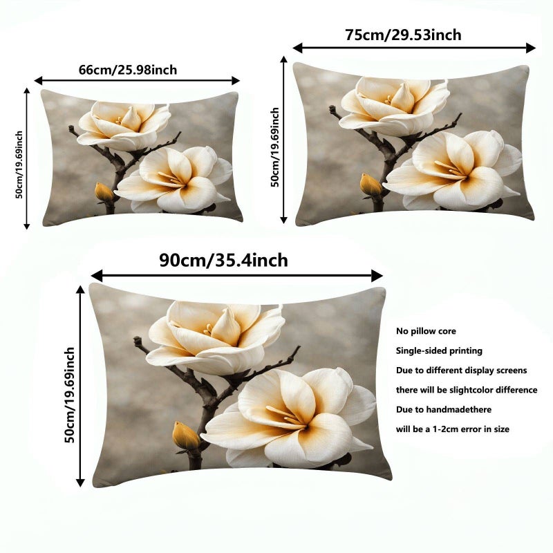 Set Of 2 Queen Size Mixed Color Pillowcases With Magnolia Blossom Branches Decorative Covers For Bed And Sofa Soft Fabric - Image 3