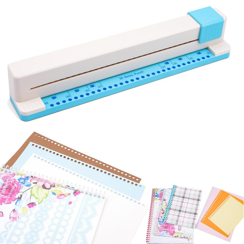 CYFUN DESIGN 30 Hole Paper Punch Binding Machine for Planner A4 A5 A6 A7 B5 B6 B7 Book Binder Notebooks Loose Leaf Paper Punch Machine Portable Adjustable Hole Puncher 5Sheet Capacity for School Office - Image 2