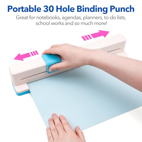 CYFUN DESIGN 30 Hole Paper Punch Binding Machine for Planner A4 A5 A6 A7 B5 B6 B7 Book Binder Notebooks Loose Leaf Paper Punch Machine Portable Adjustable Hole Puncher 5Sheet Capacity for School Office - Image 3