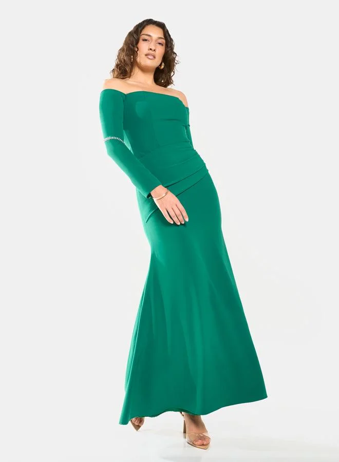 House of Moda Off-Shoulder Contour Maxi Dress