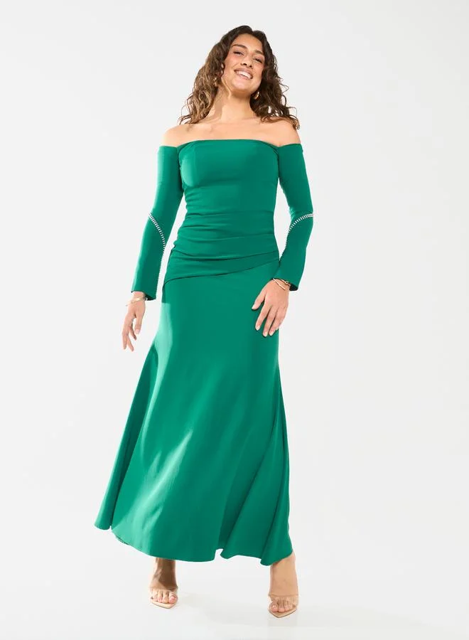 House of Moda Off-Shoulder Contour Maxi Dress