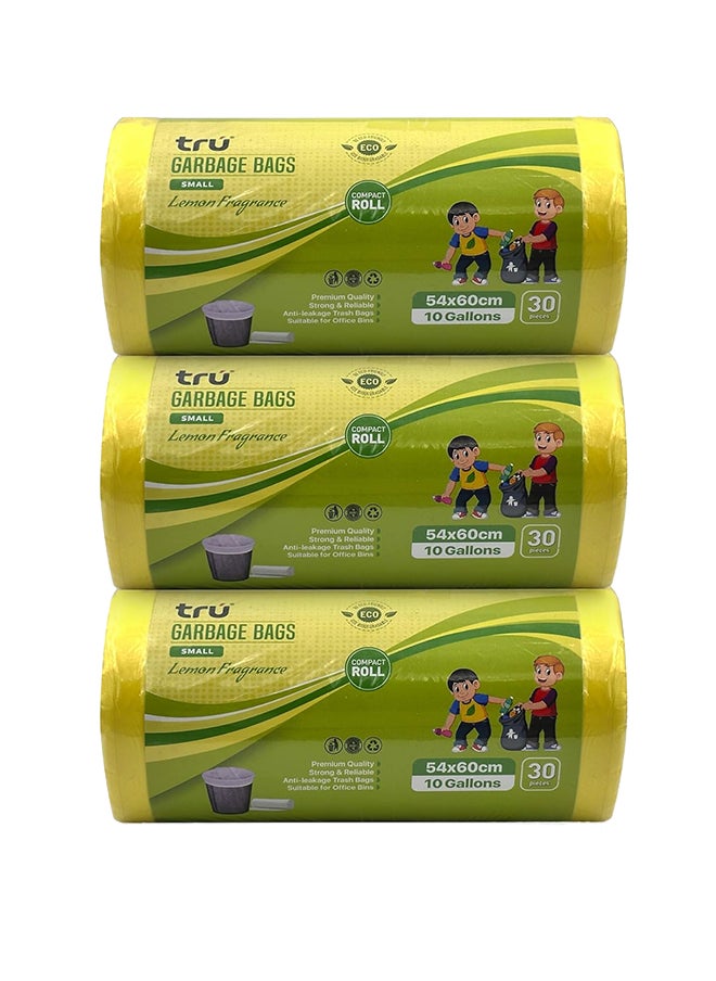 Tru Lemon Scented Garbage Bags Compact Roll 54x60cm - Pack of 3  - Image 1