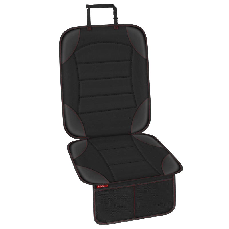 Sinvitron Car Seat Protector for Child Car Seat - Waterproof Non-Slip Leather Mat with 2 Mesh Pockets, Universal Seat Cover for Baby, Pets & Vehicles (1-Pack, Black) - Image 1