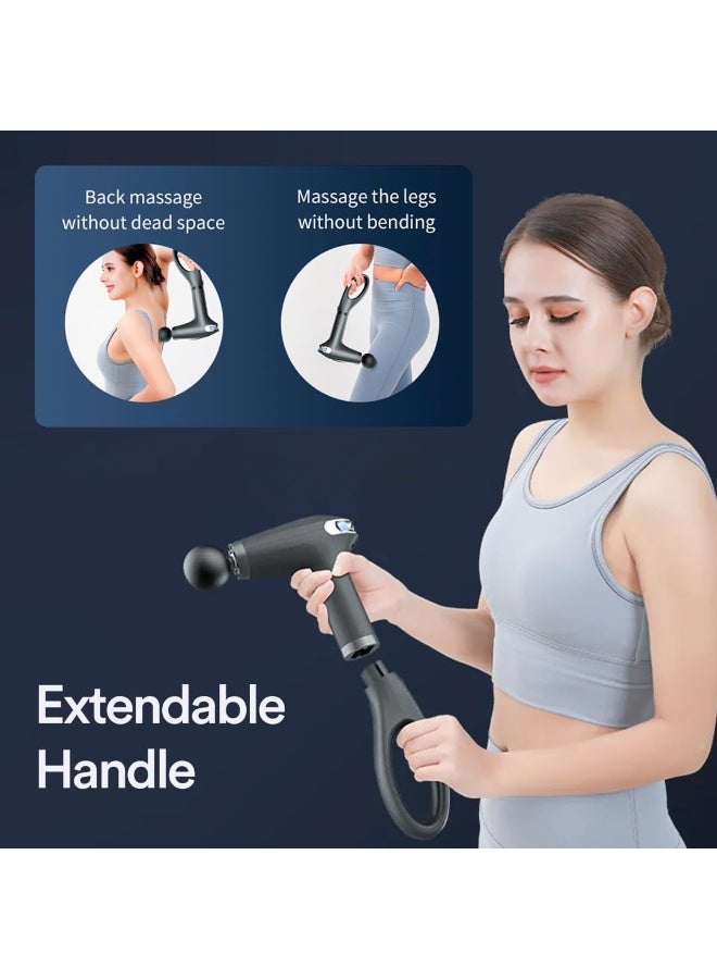 Deep Tissue Massage Gun – Rechargeable Muscle Massager with LCD, Silent Brushless Motor, 2 Modes, 8 Speeds, Extended Handle for Pain Relief - Image 4