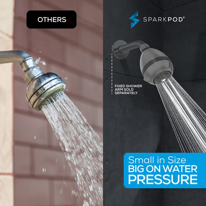 SparkPod 3-Inch Extreme High Pressure Shower Heads - Pressure Boosting with Rain, Massage & Pulsating Mode, Powerful Water-Saving Showerhead - 2.5 GPM Fixed Shower Head (Charcoal Grey) - Image 3