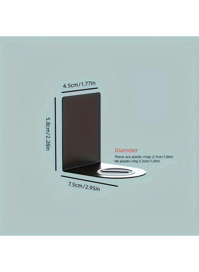 2Pcs Black Stainless Steel Wall Mounted Bottle Hooks Punch Free Adhesive Hanging Rack - Image 3