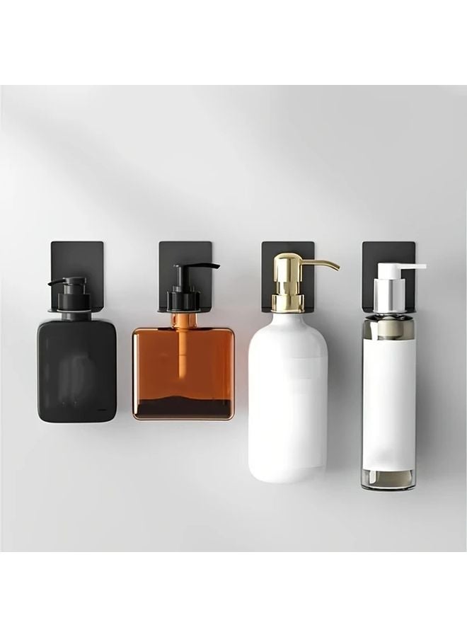 2Pcs Black Stainless Steel Wall Mounted Bottle Hooks Punch Free Adhesive Hanging Rack - Image 2