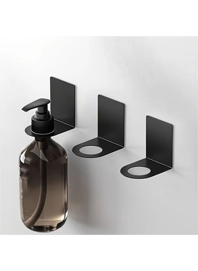 2Pcs Black Stainless Steel Wall Mounted Bottle Hooks Punch Free Adhesive Hanging Rack - Image 4