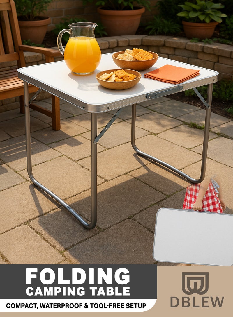 دي بلو طاولة تخييم قابلة للطي من  مصنوعة من الألمنيوم خفيفة الوزن ومقاومة للماء مناسبة للنزهات والشواء والرحلات والشاطئ والحديقة والمنزل – مقاس 70×50 سم - Image 1