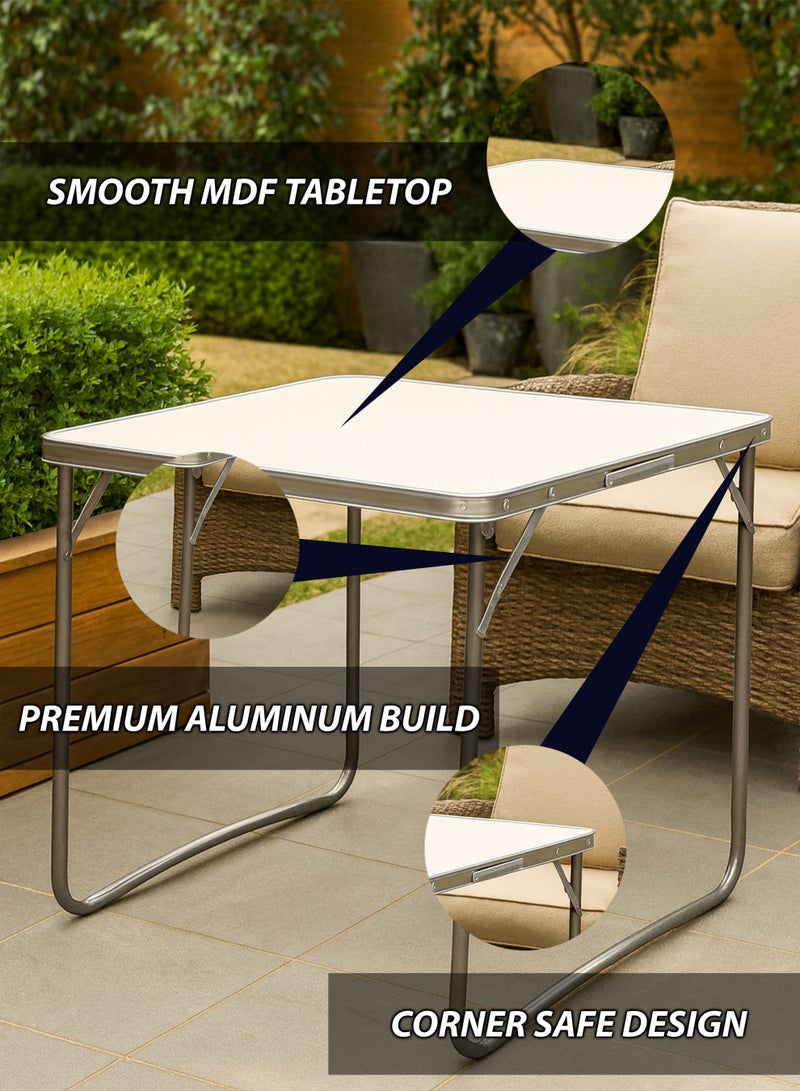 دي بلو طاولة تخييم قابلة للطي من  مصنوعة من الألمنيوم خفيفة الوزن ومقاومة للماء مناسبة للنزهات والشواء والرحلات والشاطئ والحديقة والمنزل – مقاس 70×50 سم - Image 4