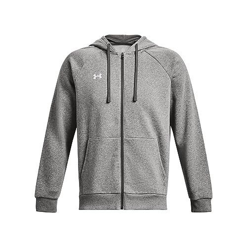 Under Armour Men's Rival Fleece Full Zip Hoodie, (025) Castlerock Light Heather / / White, Medium - Image 4