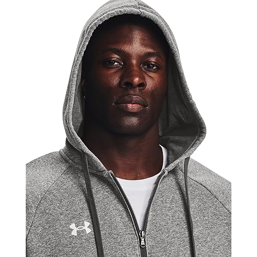 Under Armour Men's Rival Fleece Full Zip Hoodie, (025) Castlerock Light Heather / / White, Medium - Image 3