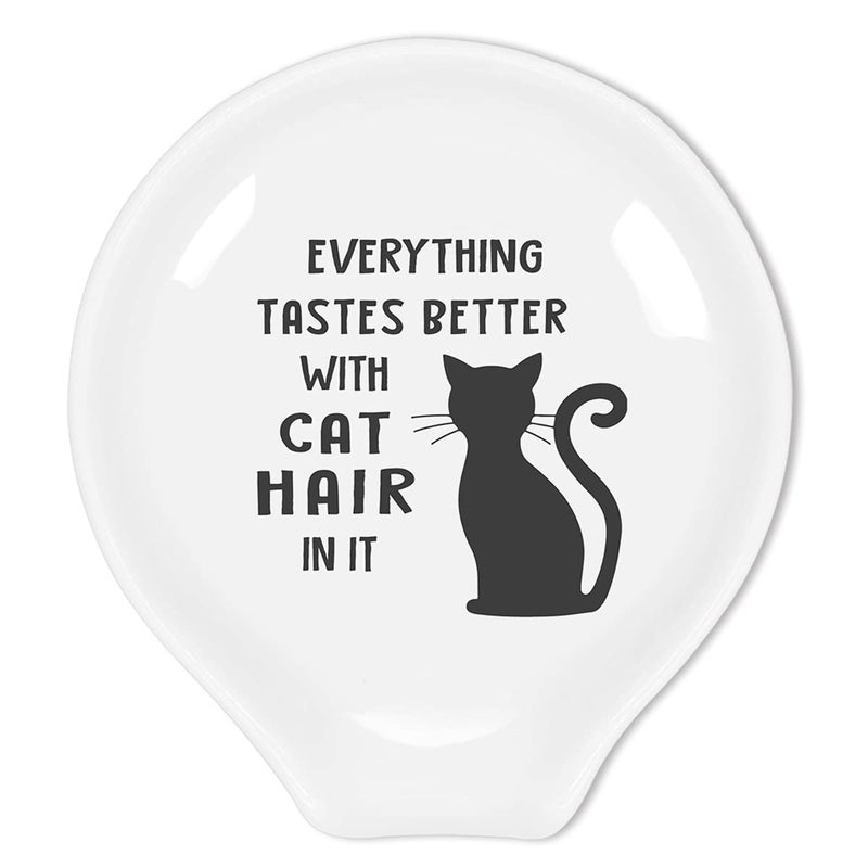 Cute Cat Coffee Spoon RestFunny Cats Quote Everything Tastes Better with Cat Hair in It Coffee Spoon HolderGifts for Women Cats Lovers