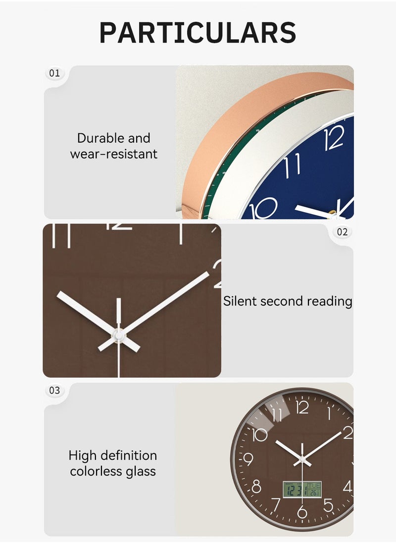 LEOKOR - 12 Inch Quartz Wall Clock Silent Non-Ticking Round Clock Battery Operated Easy to Read Decorative Wall Clock with Date Display - Image 1