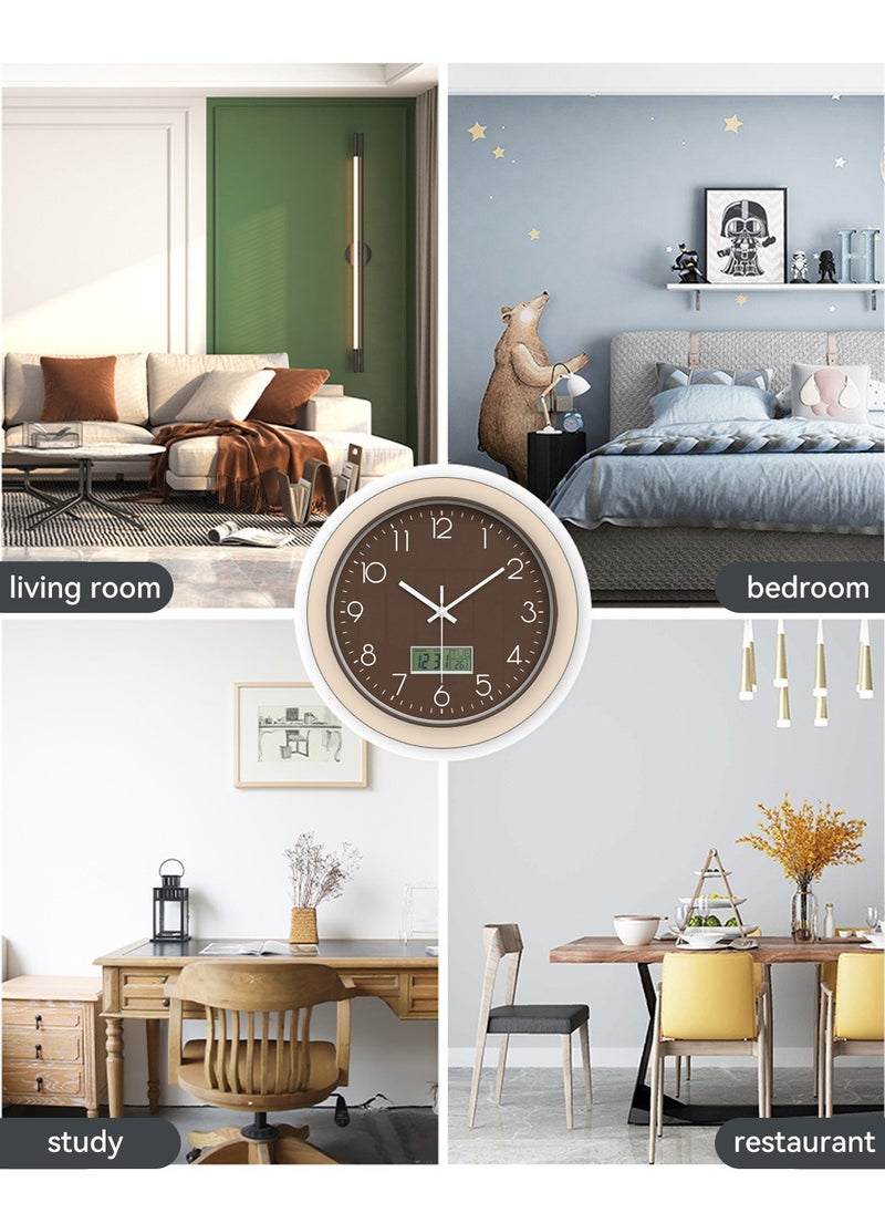 LEOKOR - 12 Inch Quartz Wall Clock Silent Non-Ticking Round Clock Battery Operated Easy to Read Decorative Wall Clock with Date Display - Image 1