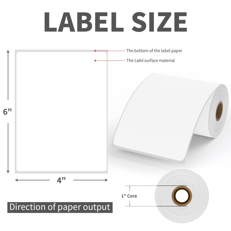 9527 Product 4" x 6" Thermal Labels for Zebra Rollo Direct Thermal Printers, 1 Roll 250 Labels Blank Direct Thermal Shipping Label - Image 3