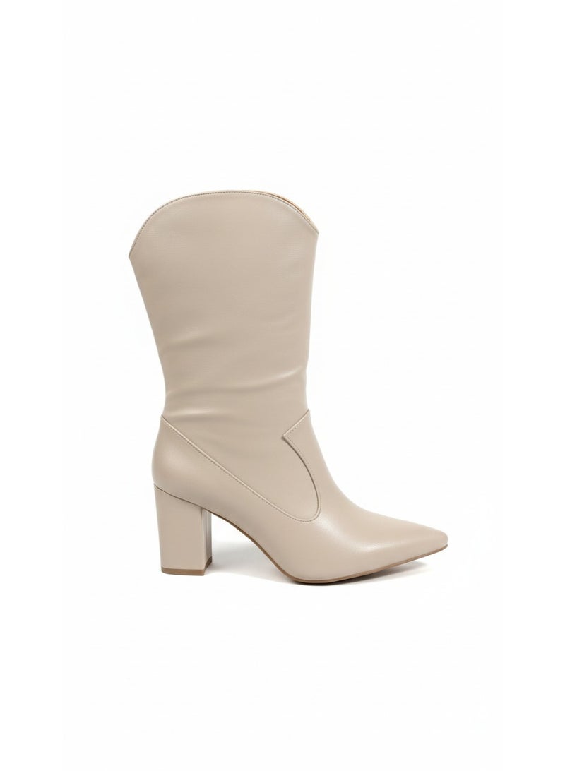 Vbranda Elegant mid-calf boots with a sleek pointed toe and block heel - Image 2