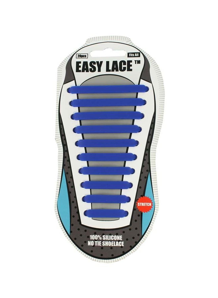 Easy Lace Silicone Shoelaces Flat Blue