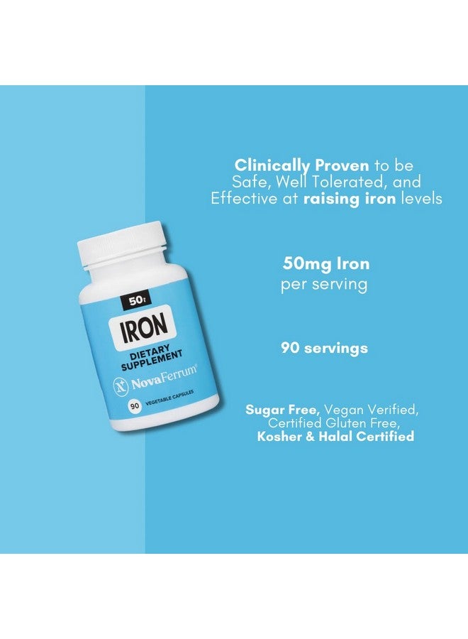 NovaFerrum All Good | Iron Capsule Supplements for Adults | Anemia | 50mg of Iron | 90 Servings | Sugar Free | Vegan | Gluten Free - Image 4