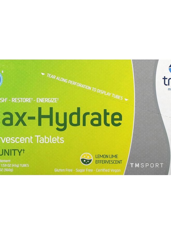 Trace Minerals TM Sport Max-Hydrate Immunity Effervescent Tablets Lemon Lime 8 Tubes 10 Tablets Each