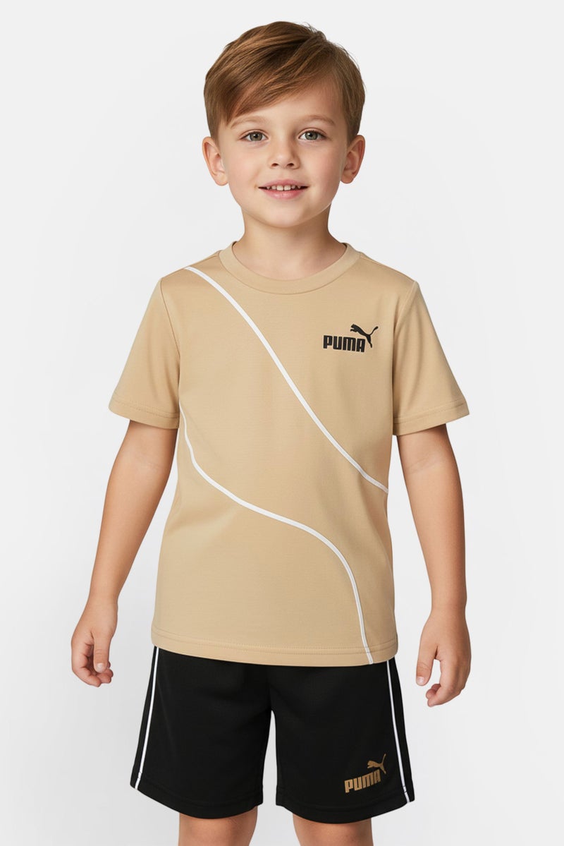 PUMA Toddlers Boy 2 Pieces Brand Logo Short Sleeve T-Shirt And Shorts Set, Multicolor - Image 1