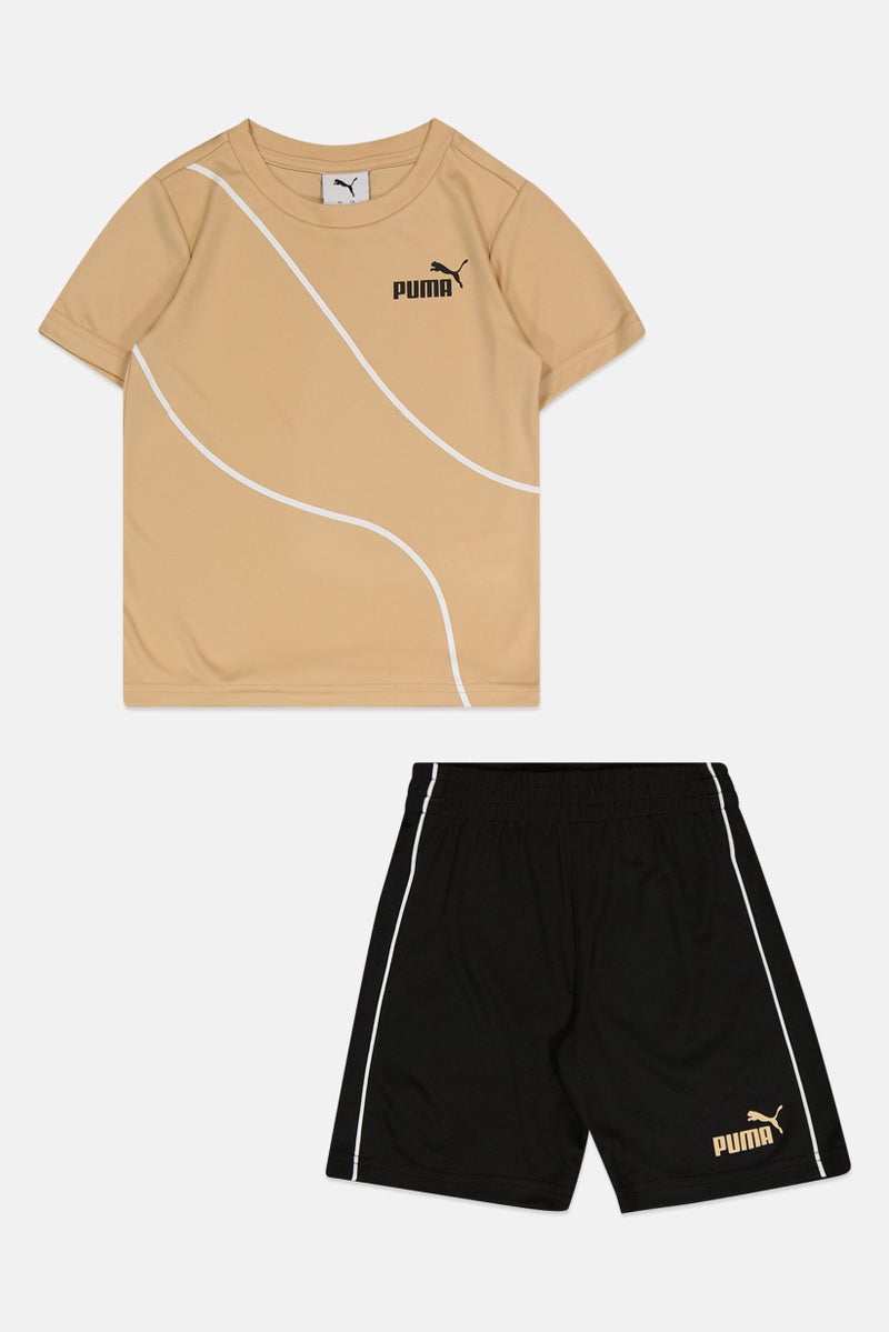 PUMA Toddlers Boy 2 Pieces Brand Logo Short Sleeve T-Shirt And Shorts Set, Multicolor - Image 3