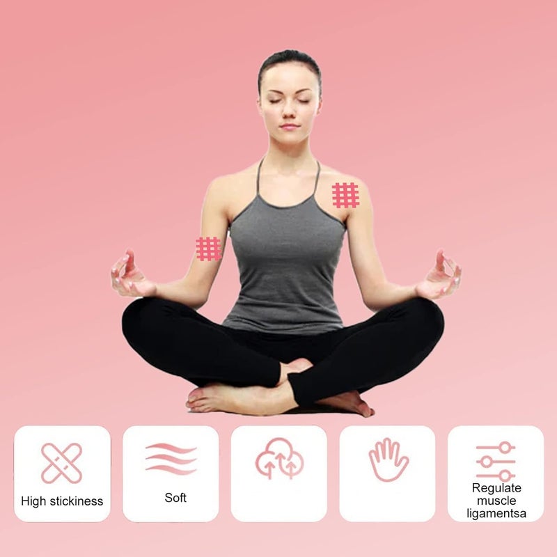 klarako Muscle Grid Tape,5 Sheet Cross Kinesiology Tape Mesh Breathable Sports Fitness Muscle Tape Cross Tape Muscle Joint Tape Muscle Sticker(Pink) - Image 4